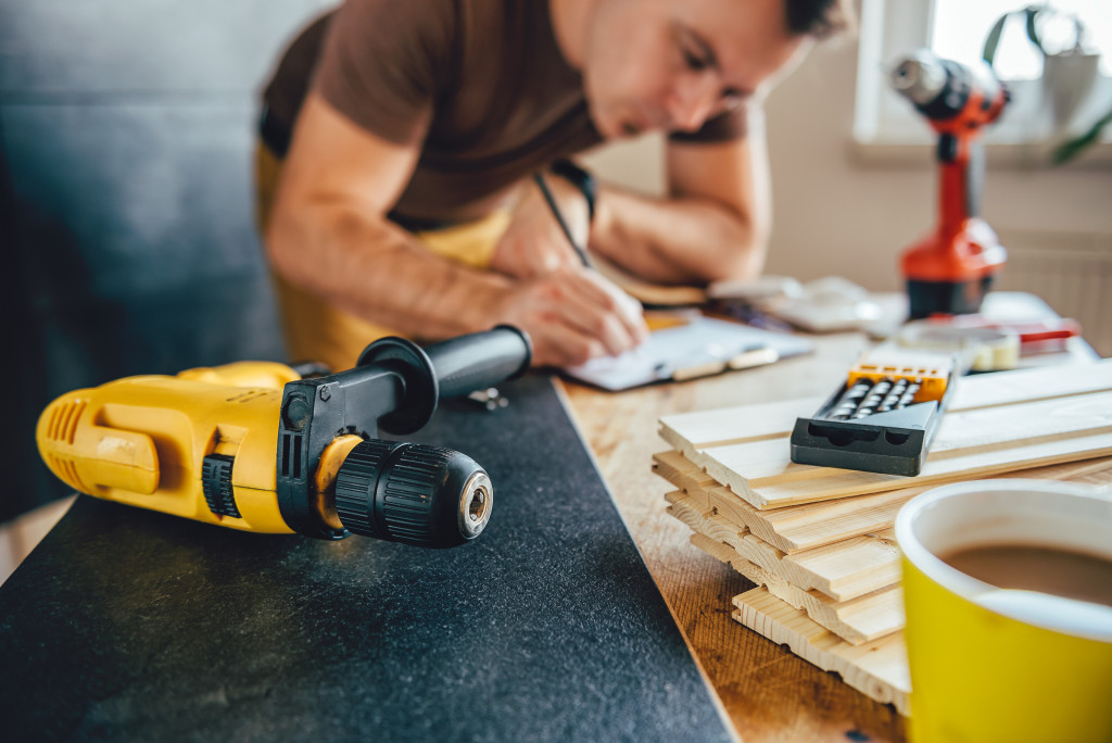 A man working in a home for renovation